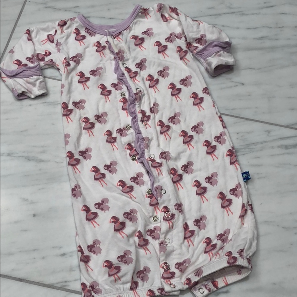 Kickee pants gown with snaps to convert to pants.